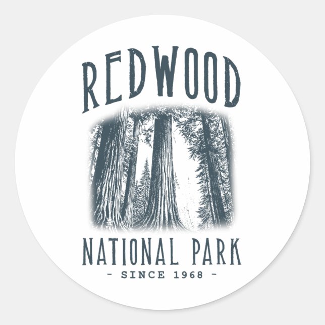 Redwood-Nationalpark  Runder Aufkleber (Vorderseite)