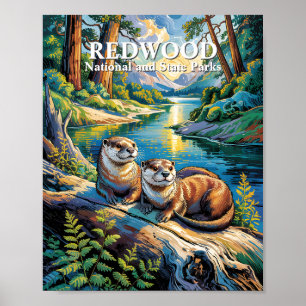 Redwood-Nationalpark-Tiere Otter Van-Gogh-Stil Poster