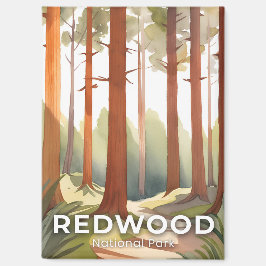 Redwood-Nationalpark | Watercolor Reisen Kunst Magnet