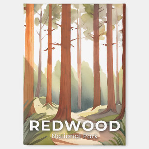 Redwood-Nationalpark Watercolor Reisen Kunst Magnet