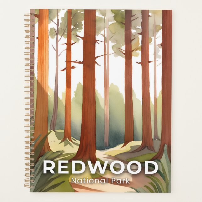 Redwood-Nationalpark | Watercolor Reisen Kunst Planer (Vorderseite)