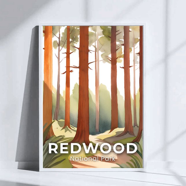Redwood-Nationalpark | Watercolor Reisen Kunst Poster (Von Creator hochgeladen)