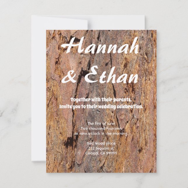 Redwood Tree Bark Einladung (Vorderseite)