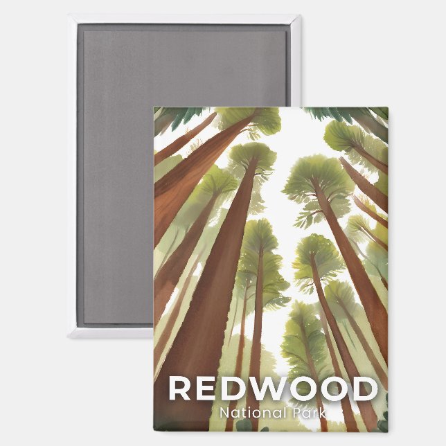 Redwood Trees | Nationalpark Wasserfarbenreise Magnet (Vorderseite/Rückseite)