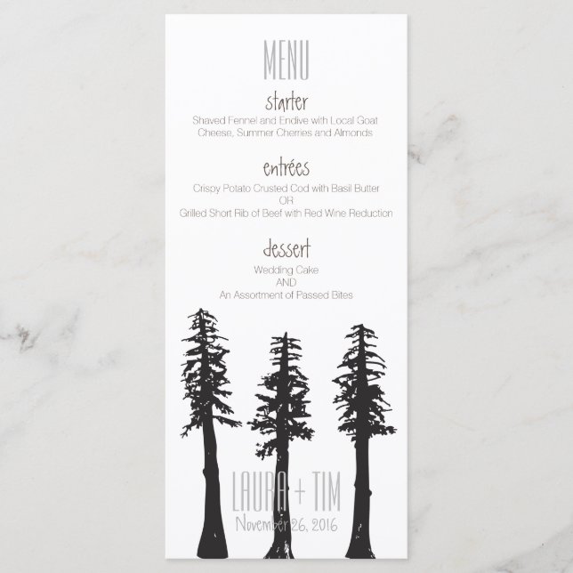Redwood Trees Wedding Menu Menükarte (Vorderseite)