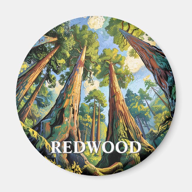 Redwoods National Park California Forest Painting Magnet (Vorne)