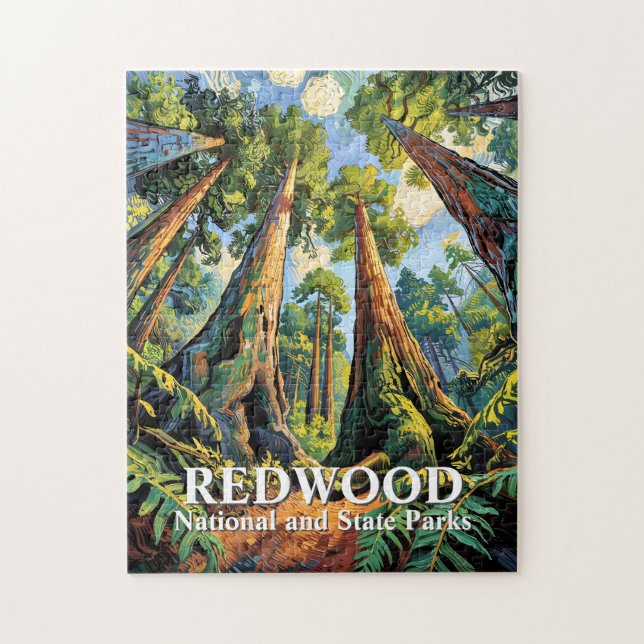 Redwoods National Park California Van Gogh Custom Puzzle (Vertikal)
