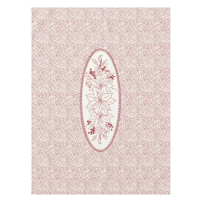 Redwork Medallion Tablecloth - Weihnachtswein Tischdecke (Vorderseite)