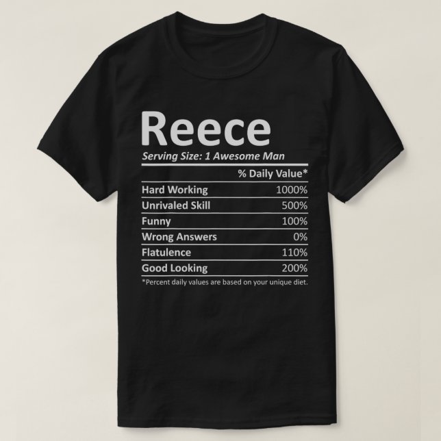 REECE Nutrition Funny Birthday Personalisiert Name T-Shirt (Design vorne)