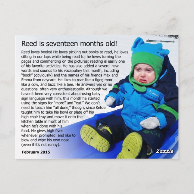 Reed - 17 Monate (Schneerekord!) Postkarte (Rückseite)