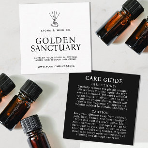 Reed Diffuser Care Card Schwarzweißleitkarte Quadratische Visitenkarte