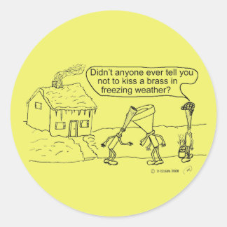 Reed Kissing Brass Classic Round Sticker
