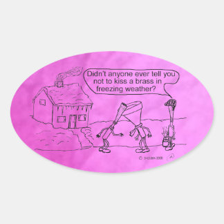 Reed Kissing Brass Oval Sticker