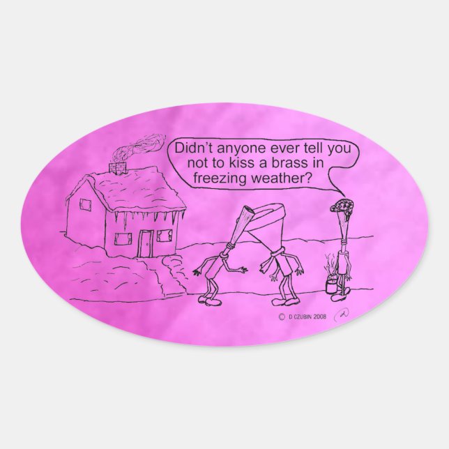 Reed Kissing Brass Oval Sticker (Vorderseite)