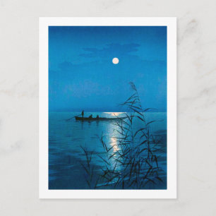 Reed Lake and Full Moon, Koho Shoda, Holzschnitt Postkarte