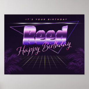 Reed Name Vorname lila retro Poster Geburtstag