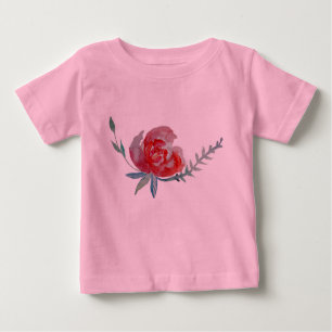 Reed Rose Watercolor Art Baby Tutu Bodysuit, rosa Baby T-shirt