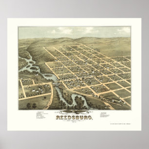 Reedsburg, WI Panorama Karte - 1874 Poster