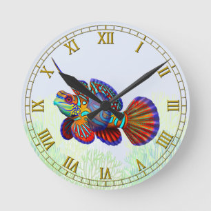 Reef Mandarin Dragonet Goby Fish Wall Clock Runde Wanduhr