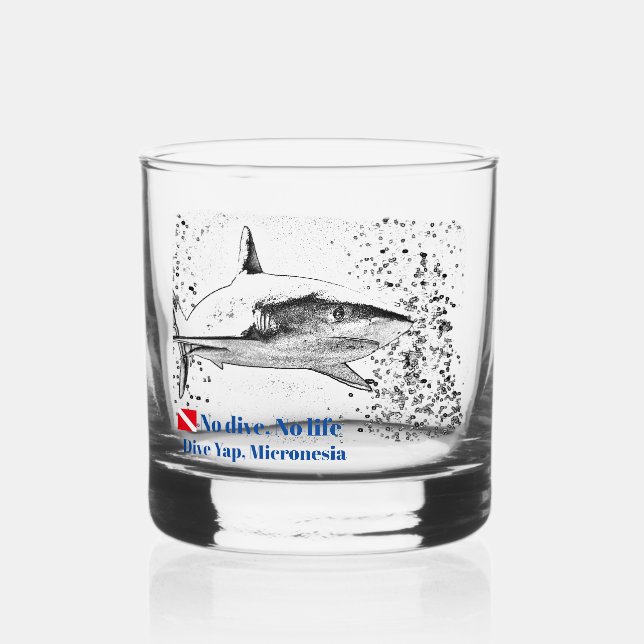 Reef Shark Silhouette Whiskyglas (Rückseite)