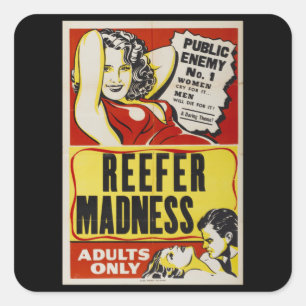 Reefer-Wahn Retro-Vintage-Plakat Quadratischer Aufkleber