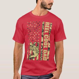 Reel Cool Dad Camo Usa Flag Bass Fishing Us Fish E T-Shirt