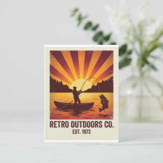 Reel Cool Dad Vintage-Angeln Retro-Sonnenuntergang Postkarte