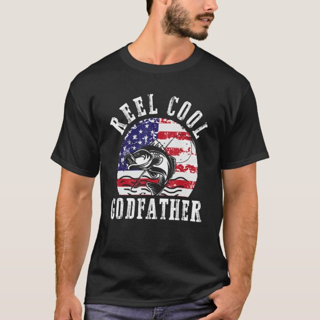 Reel Cool Godfather  US Flag Fisher  Godson Goddau T-Shirt (Vorderseite)