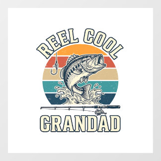 Reel Cool Grandad Fishing Vintage Sunset Shirt_1 Fensteraufkleber