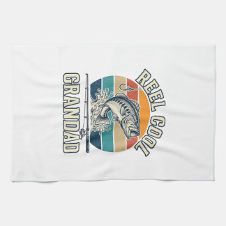 Reel Cool Grandad Fishing Vintage Sunset Shirt_1 Geschirrtuch