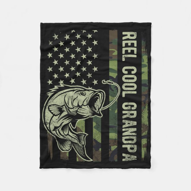 Reel Cool Grandpa Camouflage American Flag Fathers Fleecedecke (Vorderseite)