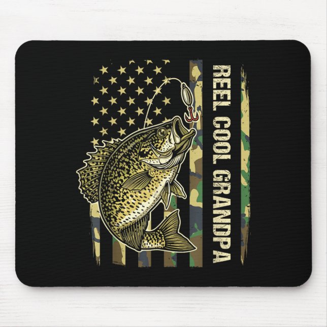 Reel Cool Grandpa Crape Fishing Camo American Flag Mousepad (Vorne)