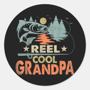 Reel Cool Grandpa Fishing Lover Vintage Father's Runder Aufkleber