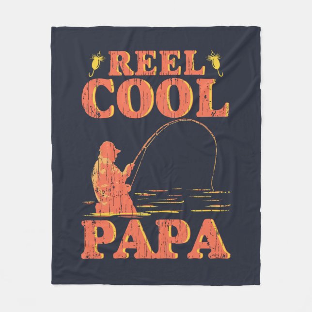 Reel Cool Papa Fishing Vater Fleecedecke (Vorderseite)