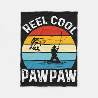 Reel Cool Pawpaw Fishing Fisherman Funny Retro Paw Fleecedecke