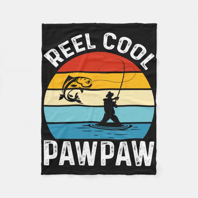 Reel Cool Pawpaw Fishing Fisherman Funny Retro Paw Fleecedecke (Vorderseite)