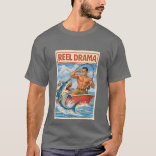Reel Drama Hai-Fischer   Lustiges Retro-Bootfahren T-Shirt