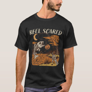 Reel erschreckt Halloween Fishing Funny Skeleton F T-Shirt