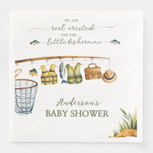 Reel Excited Little Fisherman Baby Shower Serviette