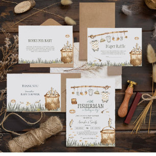 Reel Fun Fishing Wasserfarbe Babydusche Dankeskarte