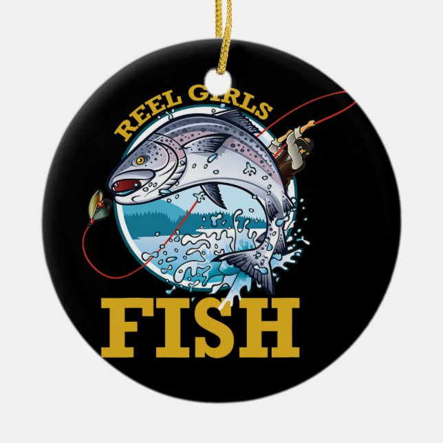 Reel Girls Fish Girls Fishing Keramik Ornament (Vorne)