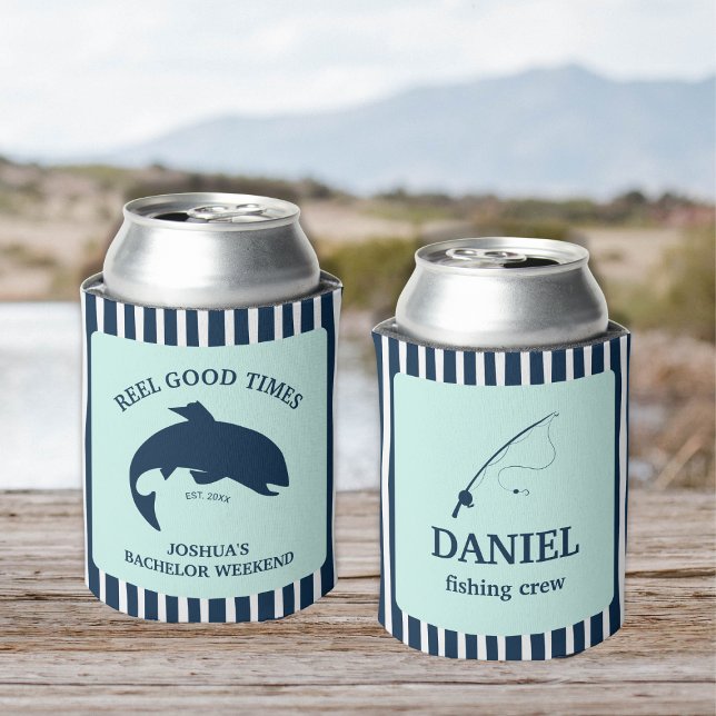 Reel Good Times Fishing Bachelor Party Dosenkühler (He’s Been Hooked Fishing Bachelor Party Favor Beer Bottle Label)
