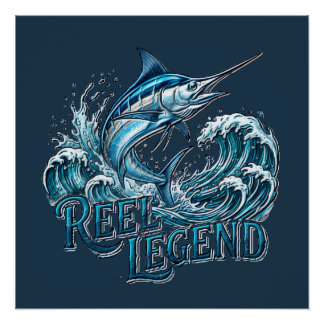 Reel Legend Marlin Ozean Angeldesign Poster
