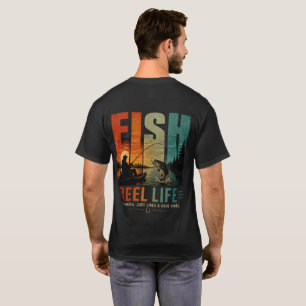 Reel Life Vintage-Sonnenuntergang-Angeln T-Shirt