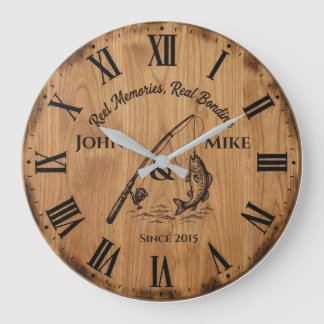 Reel Memories Real Bonding | Custom Fishing Große Wanduhr