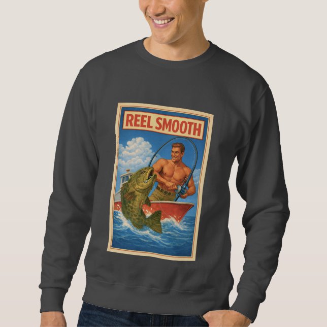 Reel Smooth Fisherman Retro Nautical Salty Fishing Sweatshirt (Vorderseite)