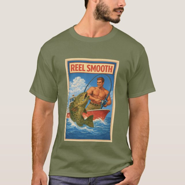 Reel Smooth Fisherman Retro Nautical Salty Fishing T-Shirt (Vorderseite)