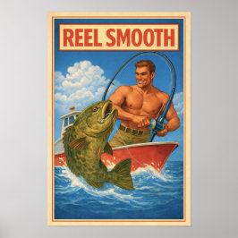 Reel Smooth Retro Grouper Fisherman | Angler Art Poster