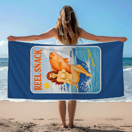 Reel Snack Retro Pin-Up Rotbarsch Angelbootfahrer Strandtuch