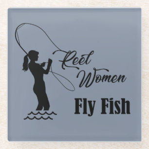 Reel Women Fly Fish Glasuntersetzer